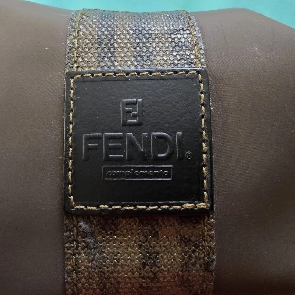 Fendi Brown Cosmetic Bag Durable Fabric Zippered